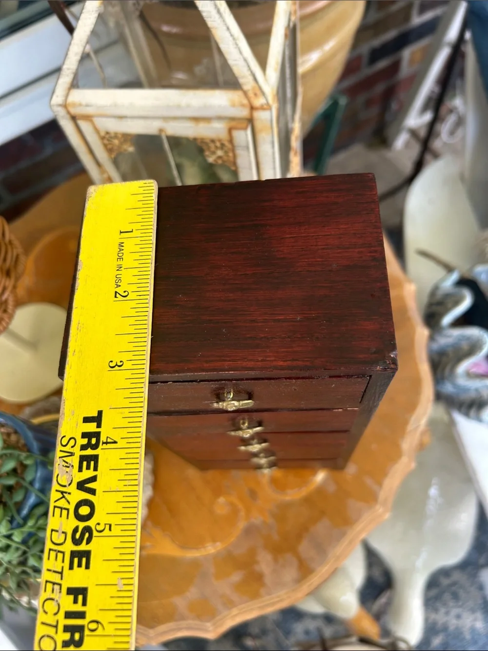 Small Red Wood 5-Drawer Jewelry Organizer